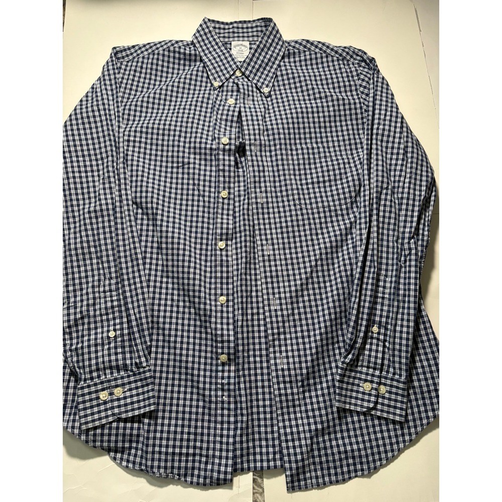 Brooks Brothers Regent Button Down Shirt Mens Medium‎ Blue Check Long Sleeve